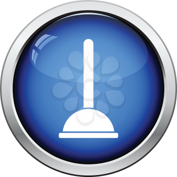 Plunger icon. Glossy button design. Vector illustration.