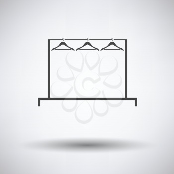 Clothing rail with hangers icon on gray background, round shadow. Vector illustration.