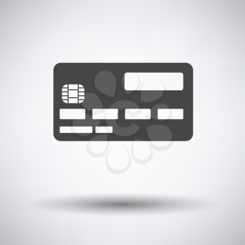 Credit card icon on gray background, round shadow. Vector illustration.