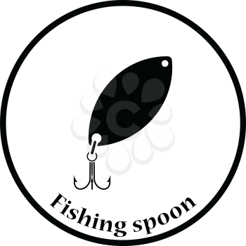 Icon of Fishing spoon. Thin circle design. Vector illustration.