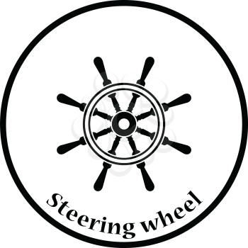Icon of  steering wheel . Thin circle design. Vector illustration.