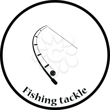 Icon of curved fishing tackle. Thin circle design. Vector illustration.