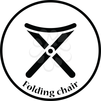Icon of Fishing folding chair. Thin circle design. Vector illustration.