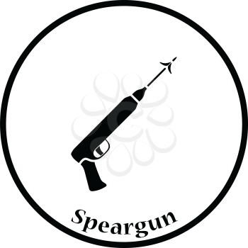 Icon of Fishing  speargun . Thin circle design. Vector illustration.