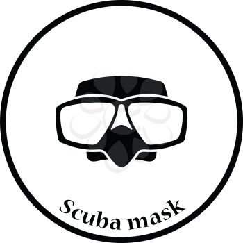 Icon of scuba mask . Thin circle design. Vector illustration.