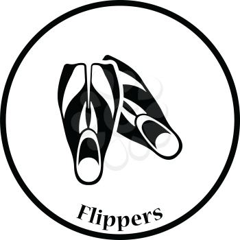 Icon of swimming flippers . Thin circle design. Vector illustration.