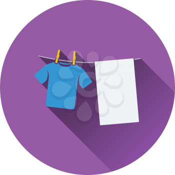 Drying linen icon. Flat color design. Vector illustration.