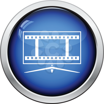 Cinema TV screen icon. Glossy button design. Vector illustration.