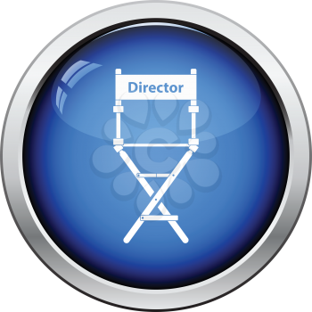 Director chair icon. Glossy button design. Vector illustration.