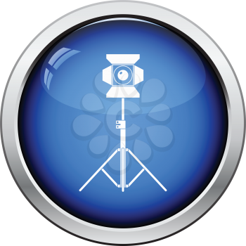 Stage projector icon. Glossy button design. Vector illustration.