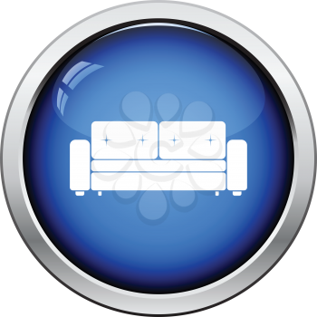 Cinema sofa icon. Glossy button design. Vector illustration.