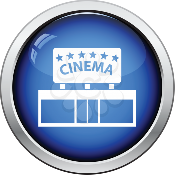 Cinema entrance icon. Glossy button design. Vector illustration.