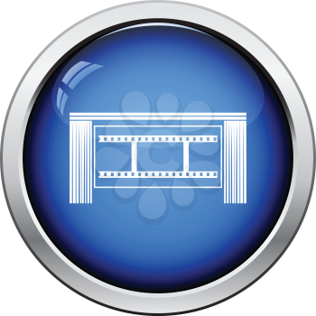 Cinema theater auditorium icon. Glossy button design. Vector illustration.