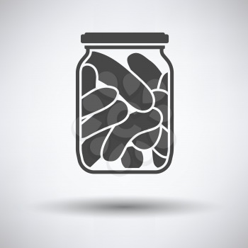 Canned cucumbers icon on gray background, round shadow. Vector illustration.
