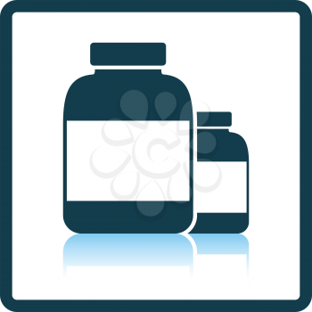 Pills container icon. Shadow reflection design. Vector illustration.