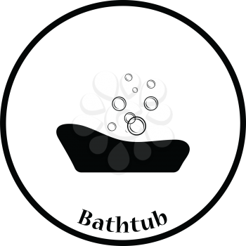 Baby bathtub icon. Thin circle design. Vector illustration.