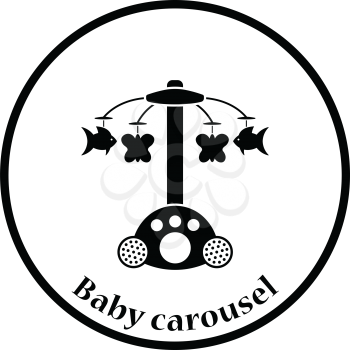 Baby carousel icon. Thin circle design. Vector illustration.