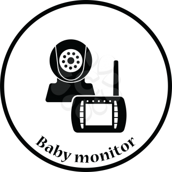 Baby monitor icon. Thin circle design. Vector illustration.