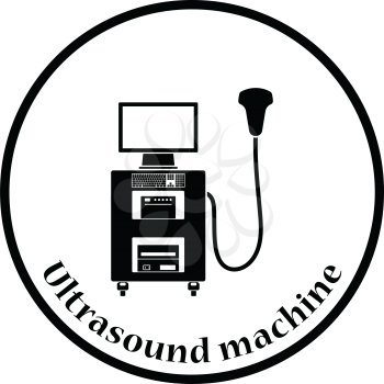 Ultrasound diagnostic machine icon. Thin circle design. Vector illustration.