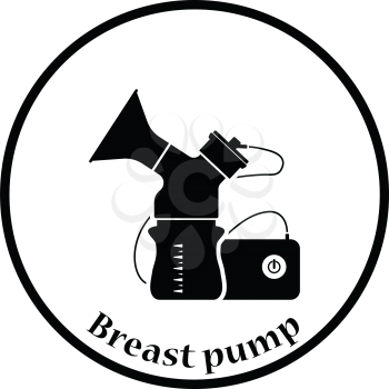 Electric breast pump icon. Thin circle design. Vector illustration.
