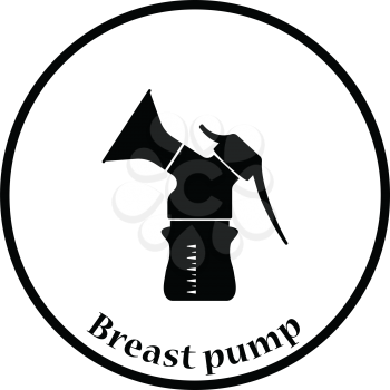 Breast pump icon. Thin circle design. Vector illustration.
