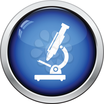 Icon of School microscope. Glossy button design. Vector illustration.