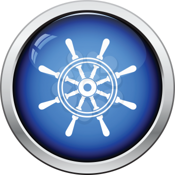 Icon of  steering wheel . Glossy button design. Vector illustration.