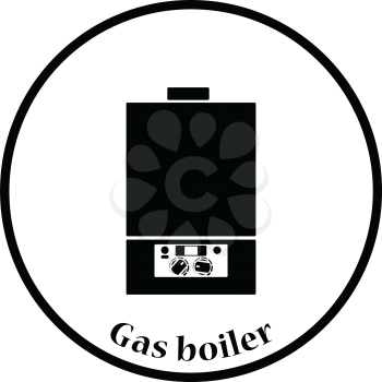 Gas boiler icon. Thin circle design. Vector illustration.