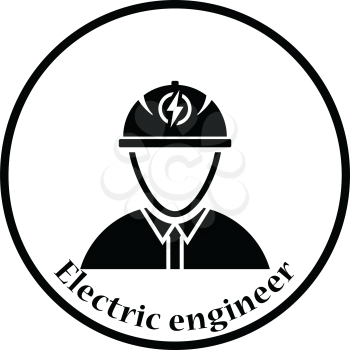 Electric engineer icon. Thin circle design. Vector illustration.