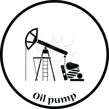 Oil pump icon. Thin circle design. Vector illustration.