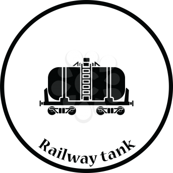 Oil railway tank icon. Thin circle design. Vector illustration.