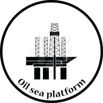 Oil sea platform icon. Thin circle design. Vector illustration.