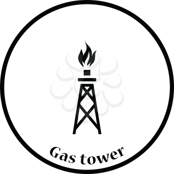 Gas tower icon. Thin circle design. Vector illustration.