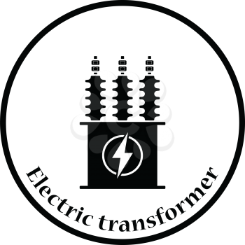 Electric transformer icon. Thin circle design. Vector illustration.
