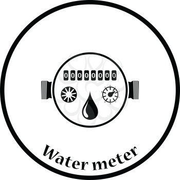 Water meter icon. Thin circle design. Vector illustration.