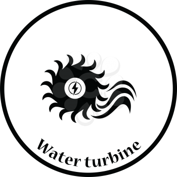 Water turbine icon. Thin circle design. Vector illustration.
