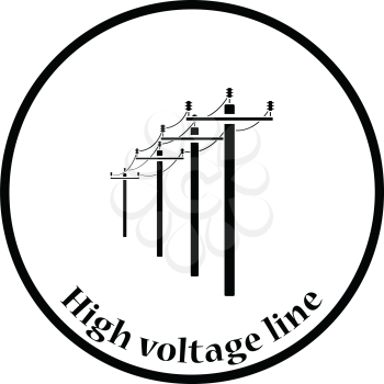 High voltage line icon. Thin circle design. Vector illustration.