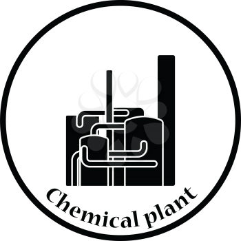 Chemical plant icon. Thin circle design. Vector illustration.