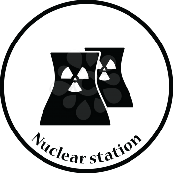 Nuclear station icon. Thin circle design. Vector illustration.