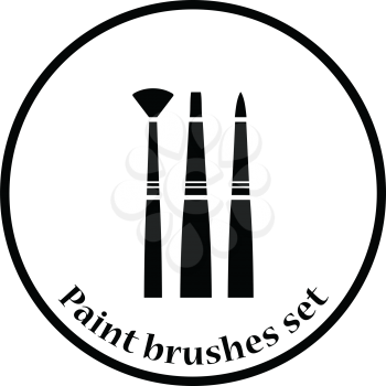 Paint brushes set icon. Thin circle design. Vector illustration.