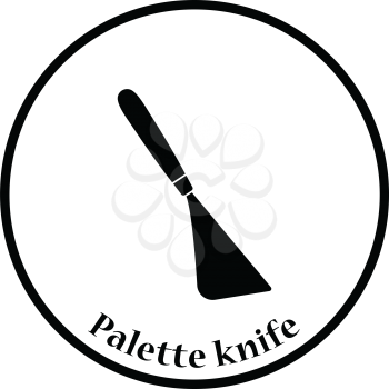 Palette knife icon. Thin circle design. Vector illustration.