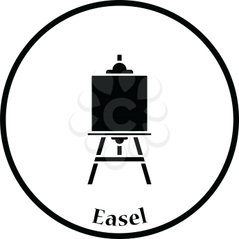 Easel icon. Thin circle design. Vector illustration.