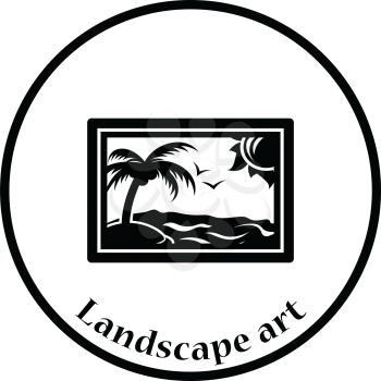 Landscape art icon. Thin circle design. Vector illustration.