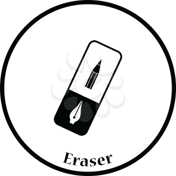 Eraser icon. Thin circle design. Vector illustration.
