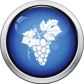 Icon of Grape. Glossy button design. Vector illustration.