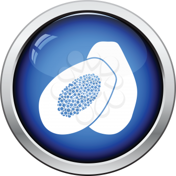 Icon of Papaya. Glossy button design. Vector illustration.