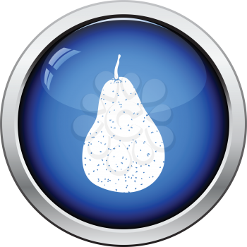 Icon of Pear. Glossy button design. Vector illustration.