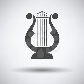 Lyre icon on gray background, round shadow. Vector illustration.