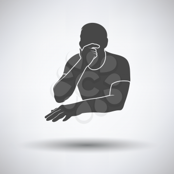 Thinking man icon on gray background, round shadow. Vector illustration.