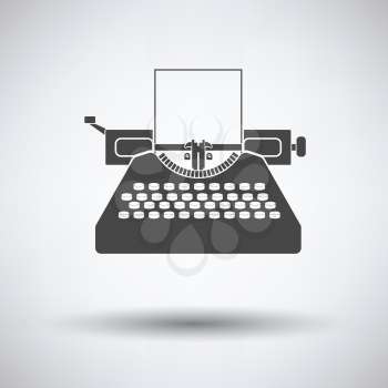 Typewriter icon on gray background, round shadow. Vector illustration.
